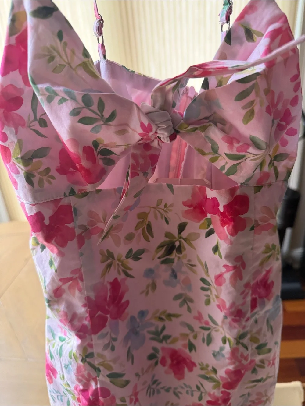 Hello Molly Pink Floral Mini Dress with tie front and cut out